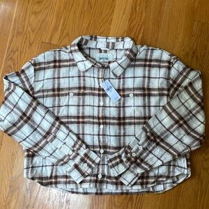 American Eagle button down Flannel cropped shirt